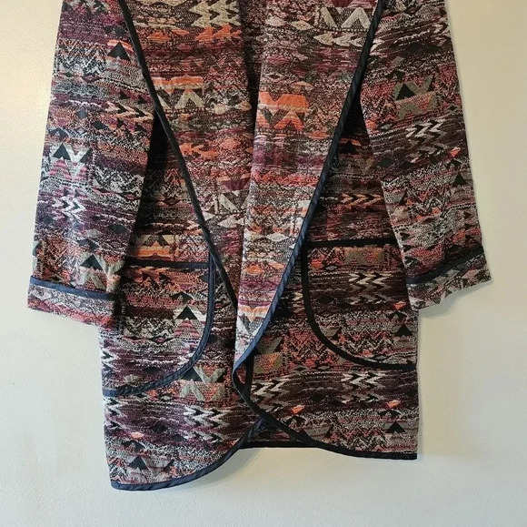 Kollontai Aztec Open Front Bohemian Hippie Casual Fall Cardigan Size Small. - Picture 5 of 16